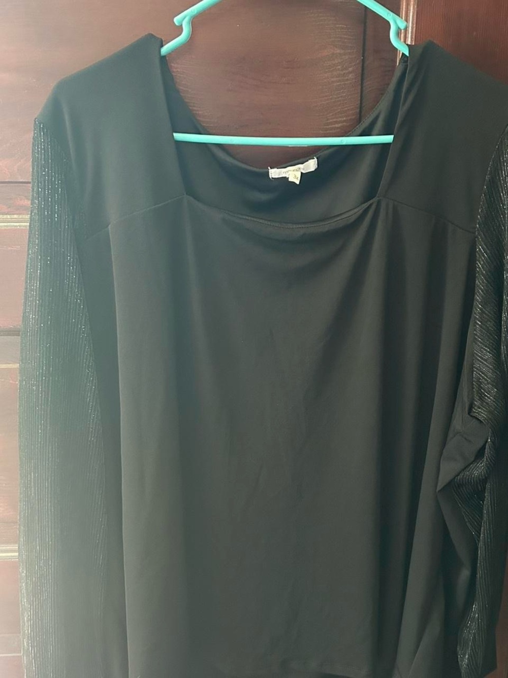 Maurices Black Long Sleeve Top with Shimmery Sleeves